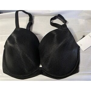 NWT Le Mystere 32G Shimmer Mesh 9233 Push Up Plunge Bra Black 131002